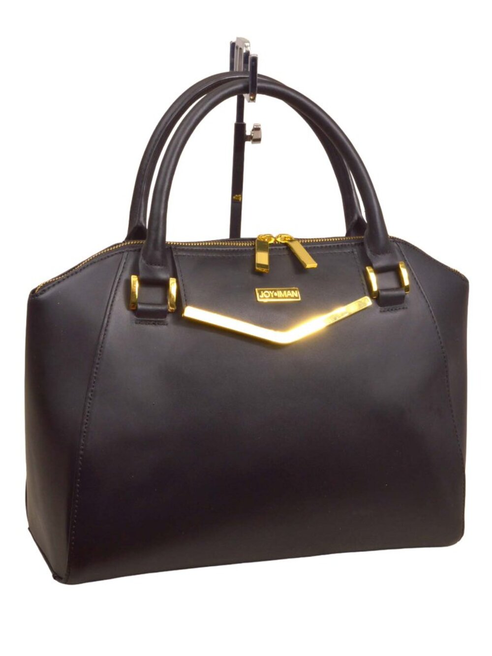Joy & Iman Black Leather Large Hobo Handbag Purse
